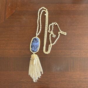 Kendra Scott Gold Necklace with Blue Pendant and Tassel